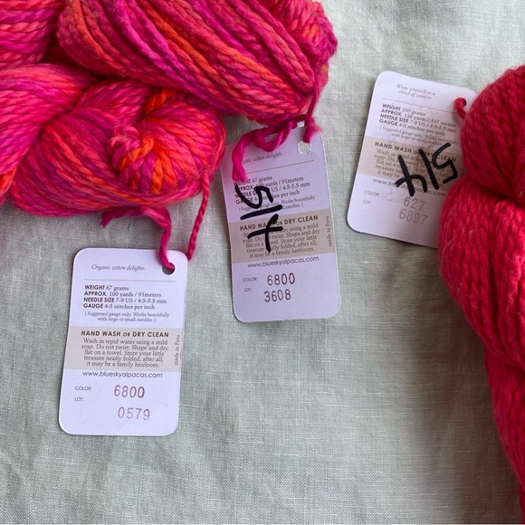 Lot of 3 Blue Sky Alpacas pink dyed cotton multi cotton yarn skeins hanks - Picture 6 of 7
